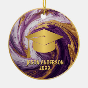 Cerâmica Ornamento de Formatura Personalizado Dourado e Rox