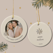 Ornamento de Foto de Natal do Casal Elegante