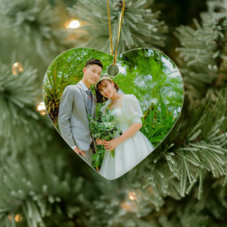 Cerâmica Ornamento de Foto em Dois Lados Personalizado