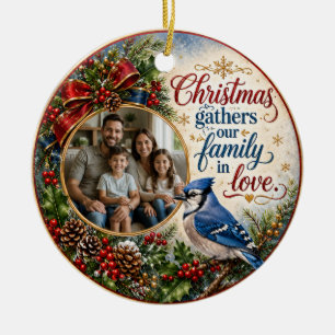 Cerâmica Ornamento de Foto Personalizado da Família de Páss