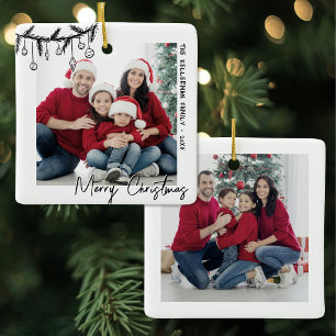 Cerâmica Ornamento de Foto Personalizado de Família de Dois