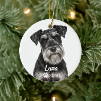 Cerâmica Ornamento de Foto Personalizado de Schnauzer Preto
