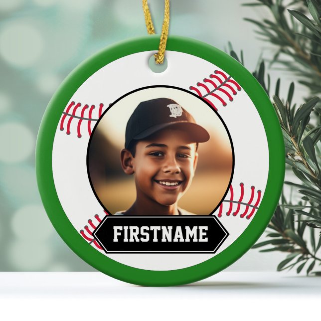 Cerâmica Ornamento de Fotografia de Baseball para Juventude (Personalized Photo Ornament)