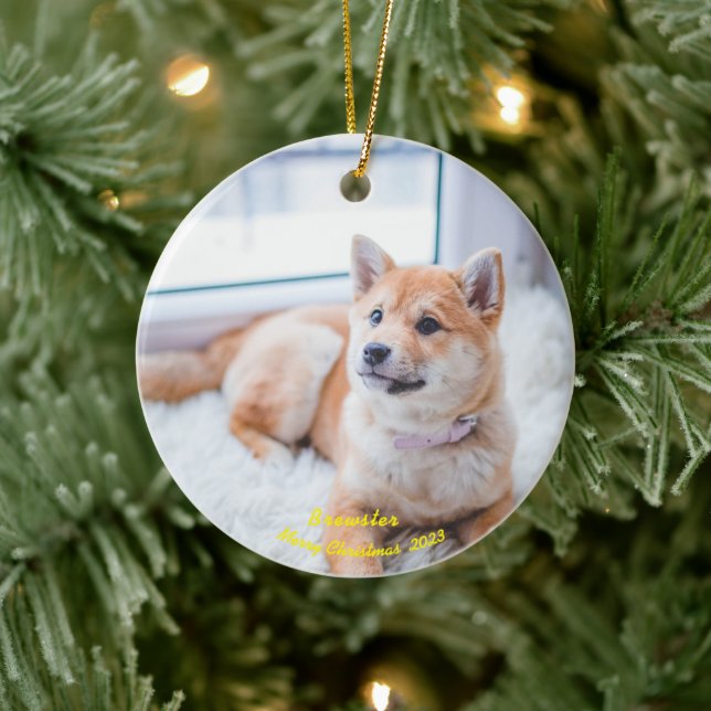 Cerâmica Ornamento de Fotografias de Cachorro Personalizado (Árvore)