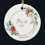 Cerâmica Ornamento de Fotografias do Recem casados Florals<br><div class="desc">Ornamento de Fotografias do Recem casados Florals de inverno</div>