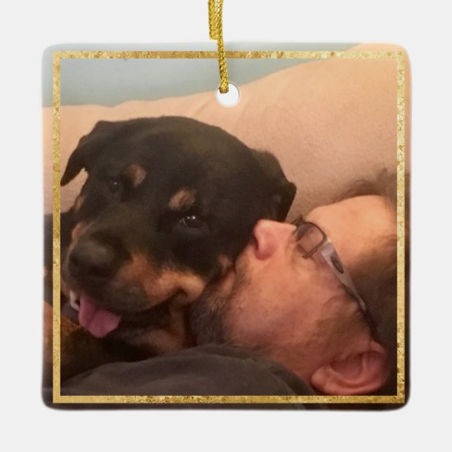 Cerâmica Ornamento de Fotografias Douradas na Praça do Cão  (Frente)