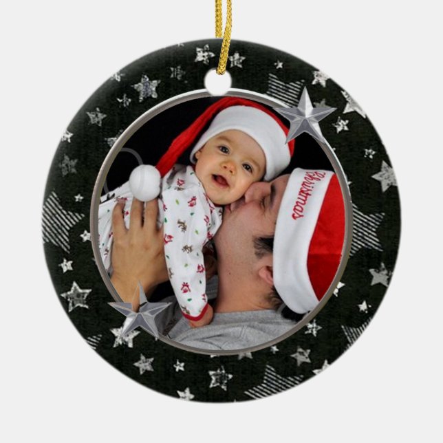 Cerâmica Ornamento de Fotografias Personalizadas de Estrela (Frente)