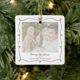 Cerâmica Ornamento de Fotos da Família Feliz Natal Red Fram