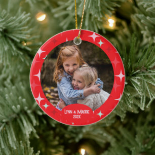 Cerâmica Ornamento de Fotos das Estrelas de Natal