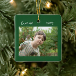 Cerâmica Ornamento de Fotos de Natal Verde