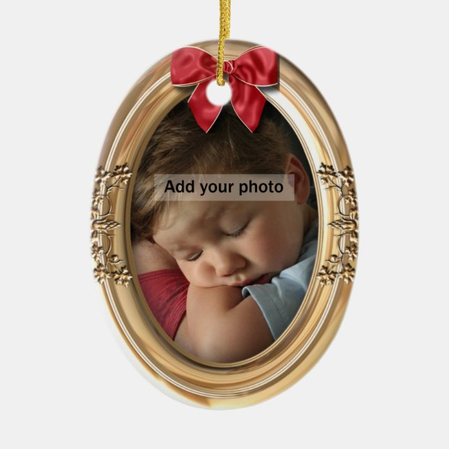 Cerâmica Ornamento de Fotos Dourado do ornamentado (Frente)