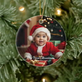 Cerâmica Ornamento de Fotos Moderno de Natal do Bebê