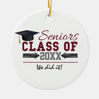 Cerâmica Ornamento de Fotos para Graduação de Maroon e Cinz