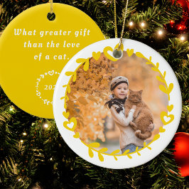 Cerâmica Ornamento de Fotos Pet de Natal Amarelo