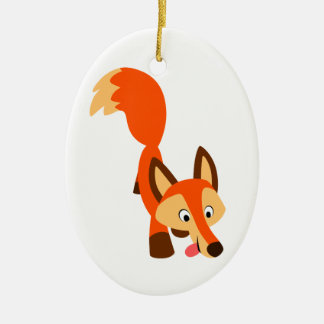 Cerâmica Ornamento de Fox de Cartoon Inquisitivo Bonito