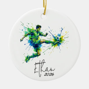 Cerâmica ornamento de futebol para menino, ornamento de fut
