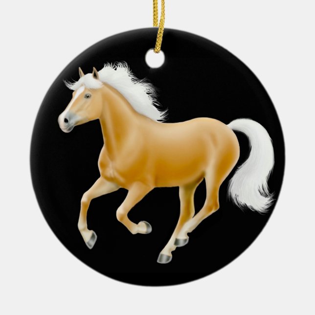 Cerâmica Ornamento de galope do cavalo de Haflinger (Frente)