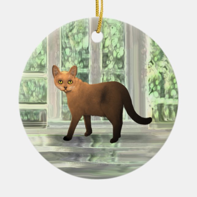 Cerâmica Ornamento de Gato Birmanês Marrom (Frente)