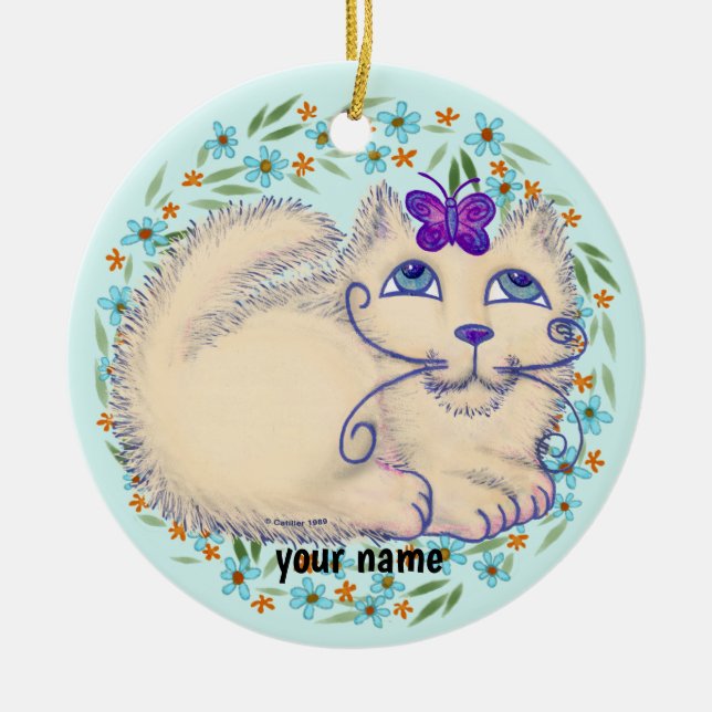 Cerâmica Ornamento de Gato de Borboleta (Frente)