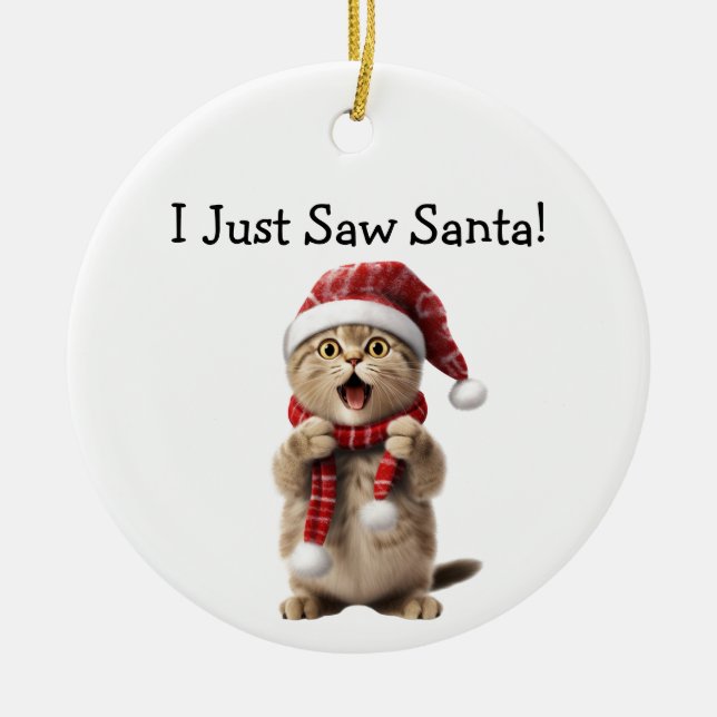 Cerâmica Ornamento de Gato de Cheer de Natal (Frente)