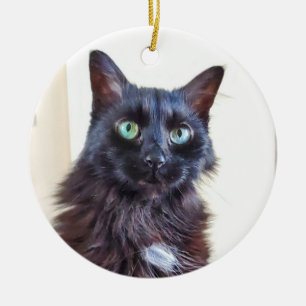 Cerâmica Ornamento de Gato Negro