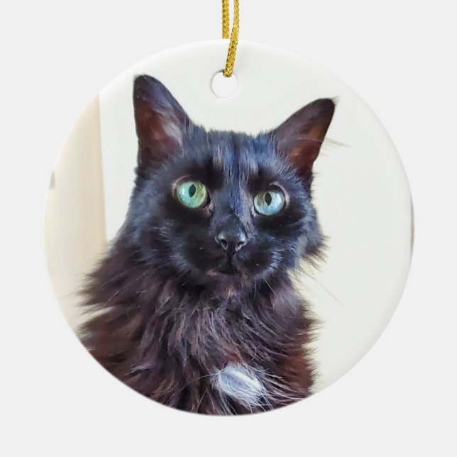 Cerâmica Ornamento de Gato Negro (Frente)