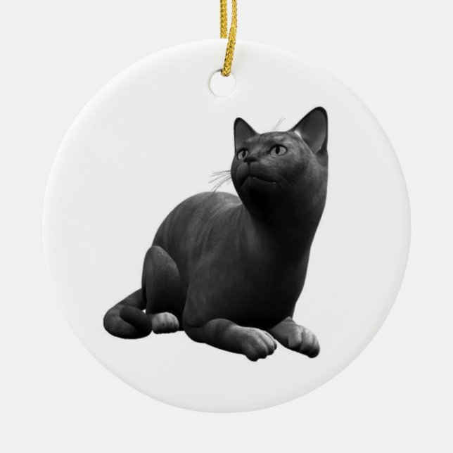 Cerâmica Ornamento de Gato Negro Tranquilo (Frente)