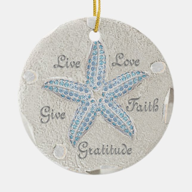 Cerâmica Ornamento de Gem de Starfish Dólar de Areia (Frente)