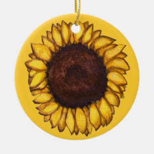Cerâmica Ornamento de Girassol Belo Decor Amarelo