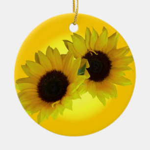 Cerâmica Ornamento de Girassol Belo Decor Amarelo