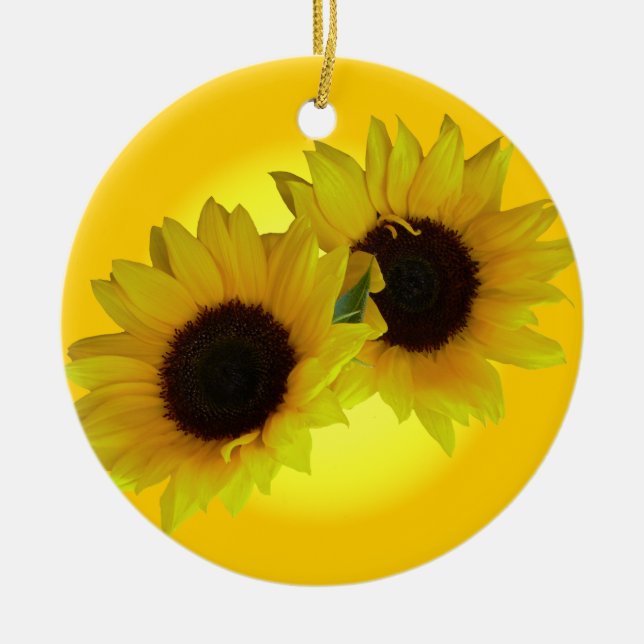 Cerâmica Ornamento de Girassol Belo Decor Amarelo (Frente)