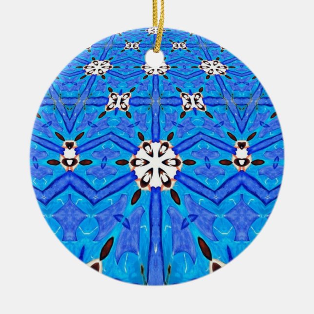 Cerâmica ornamento de grade de matriz azul (Frente)