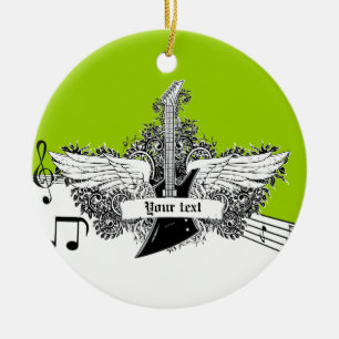 Cerâmica Ornamento de guitarra e asas elétricas de limão br