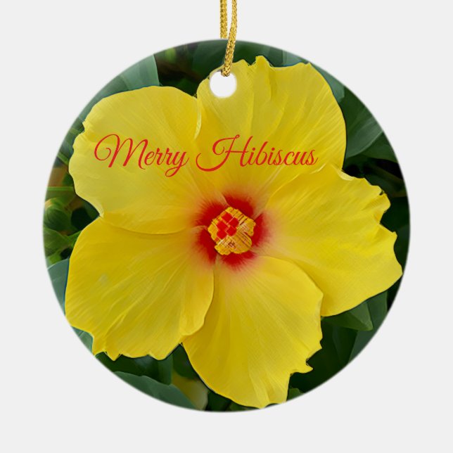 Cerâmica Ornamento de Hibiscus Amarelo (Frente)