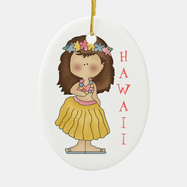 Cerâmica ornamento de Hula Girl Hawaii (Frente)
