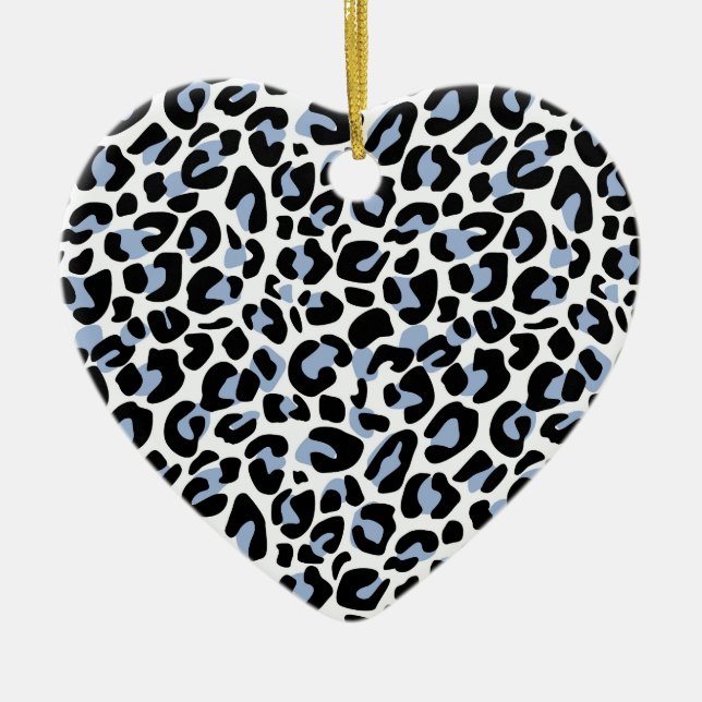 Cerâmica Ornamento de Impressão de Leopardo Azul (Frente)