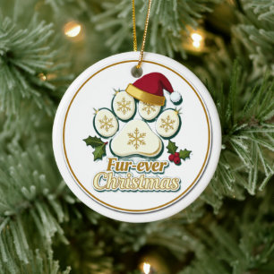 Cerâmica Ornamento de Impressão de Pata de Natal de Pele pa