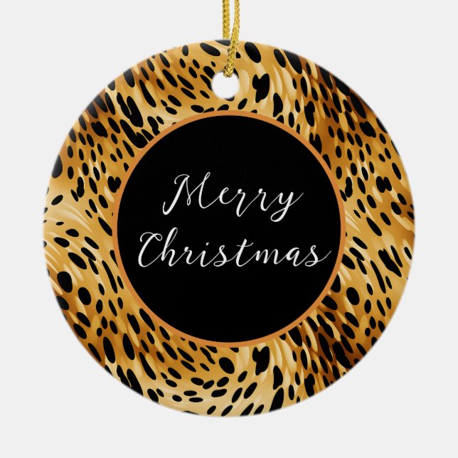 Cerâmica Ornamento de Impressão Leopard (Frente)