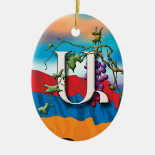 Cerâmica Ornamento de "Iyp" das iniciais do alfabeto
