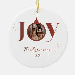 Cerâmica Ornamento de Joy Foto da Família Feliz Natal