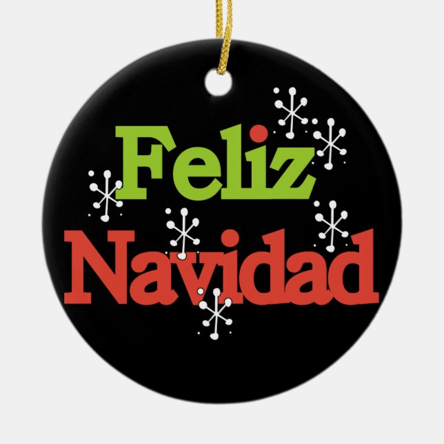Cerâmica Ornamento de Keepsasaes Feliz Navidad (Frente)