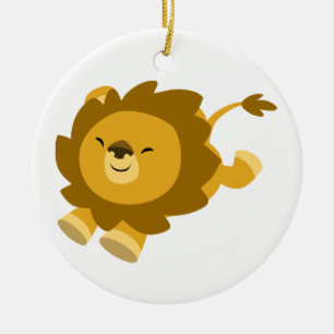 Cerâmica Ornamento De Leão De Cartoon Ecstático Bastante