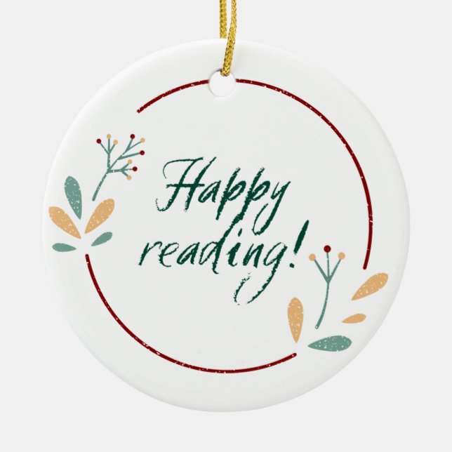 Cerâmica Ornamento de Leitura Feliz (Frente)