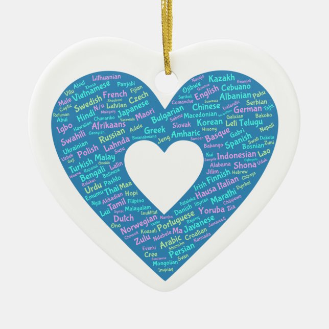 Cerâmica Ornamento de Línguas Mundiais (Frente)