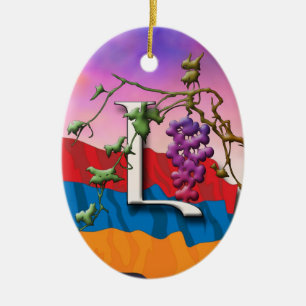 Cerâmica Ornamento de "Lyun" das iniciais do alfabeto