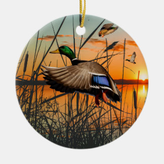 Cerâmica Ornamento de Mallard Voador, Caça a Patos