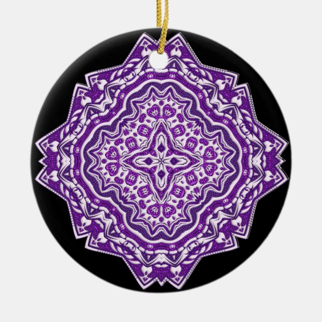 Cerâmica ornamento de mandala roxo (Frente)