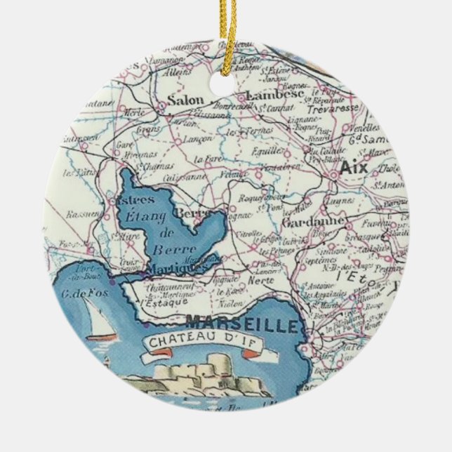 Cerâmica Ornamento de Mapa Antigo da Provença França (Frente)