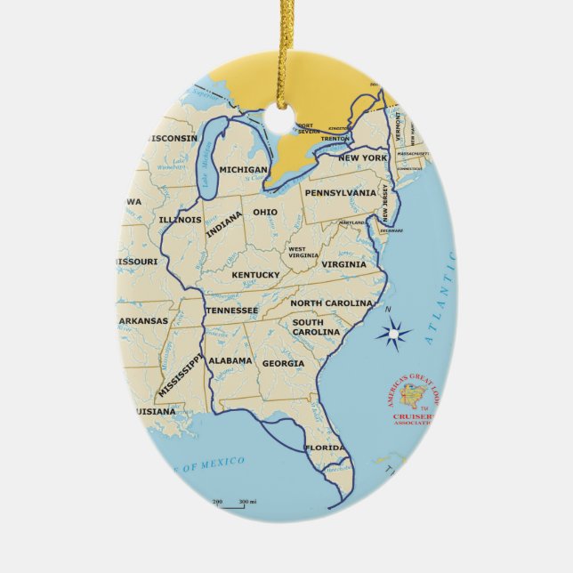 Cerâmica Ornamento de Mapa de Loop do excelente (Frente)