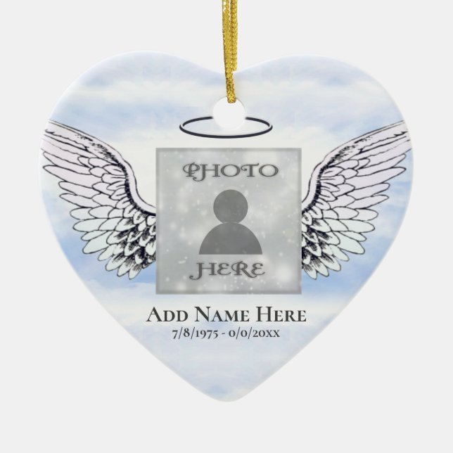Cerâmica Ornamento de Memória de Anjo Fotográfico Personali (Frente)